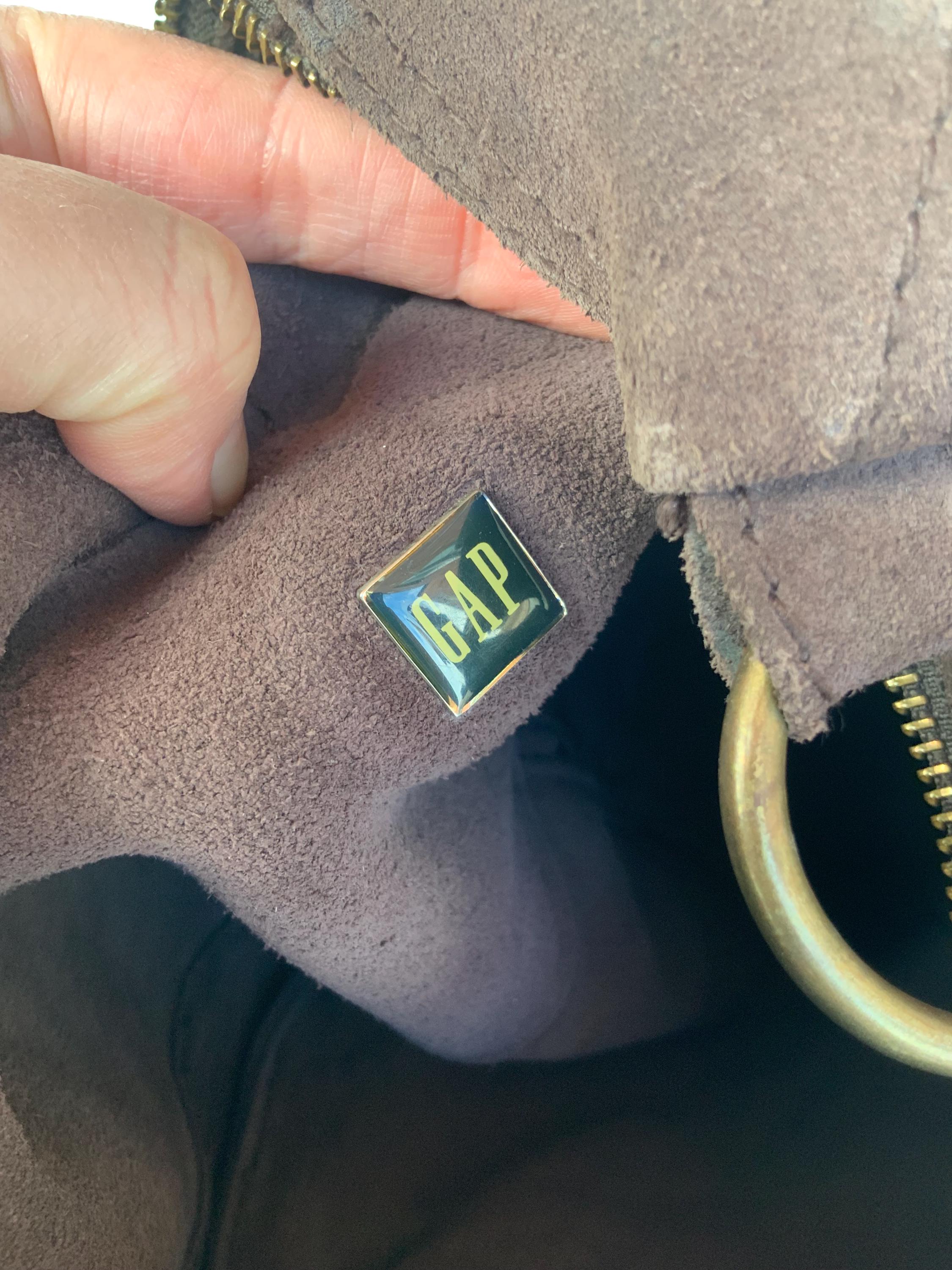 Vintage Gap Handbag - Brown Leather Bag - Suede Bag - Nubuck 