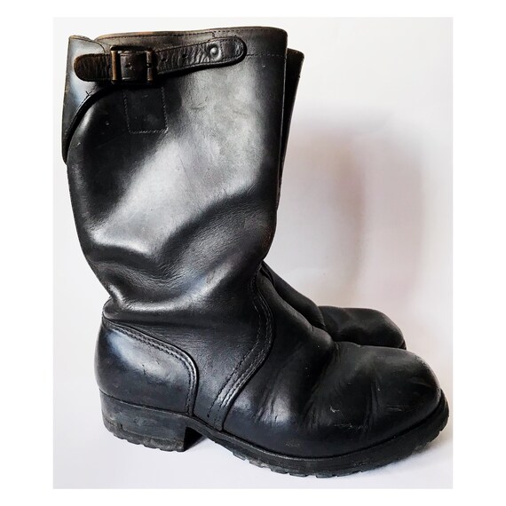 Black engineer boots - work boots - black leather