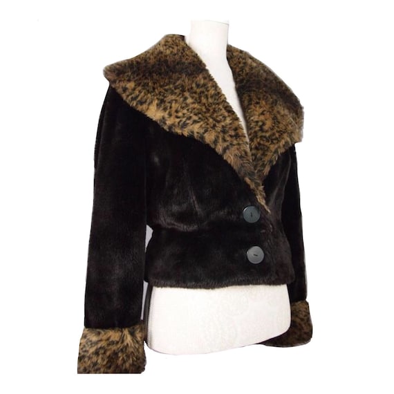 short faux fur leopard print jacket