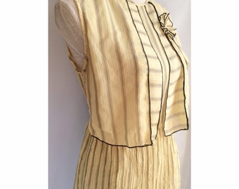 Vintage yellow and black dress - spring fashion - Art Deco style dress - flapper - stripy dress - 60s dress