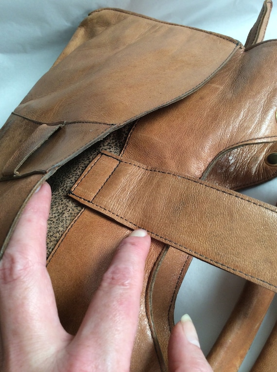Vintage leather bag - 70s handbag - brown leather… - image 4