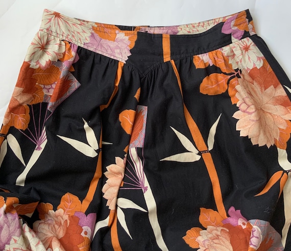Vintage midi skirt - fan print skirt - cotton ski… - image 1