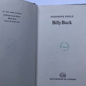 May include: A book cover with the title "Billy Buck" by Josephine Poole. The book is published by Hutchinson of London.