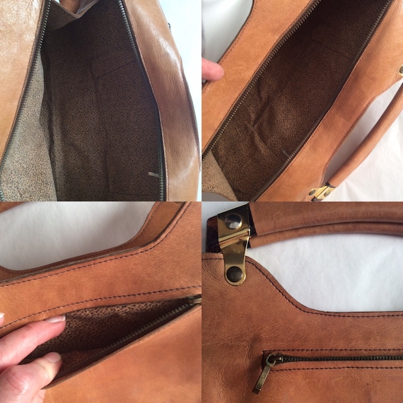 Vintage leather bag - 70s handbag - brown leather… - image 10
