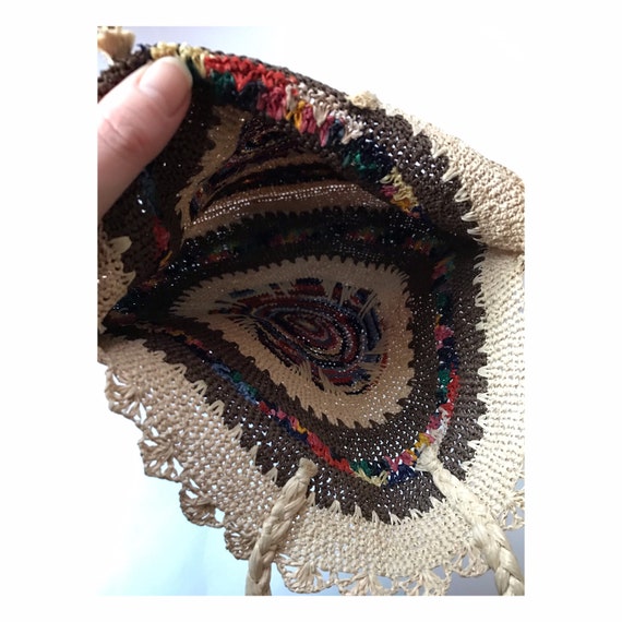 Woven raffia bag - boho handbag - round woven bag… - image 8