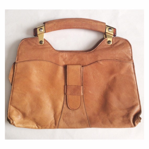 Vintage leather bag - 70s handbag - brown leather… - image 2