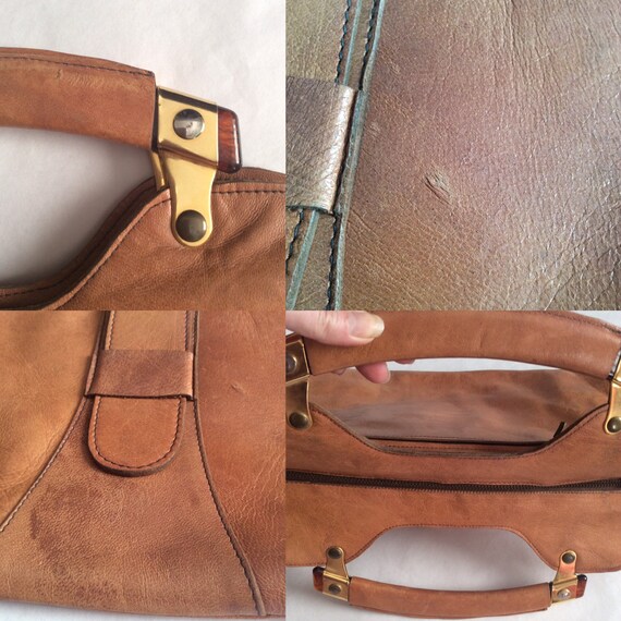 Vintage leather bag - 70s handbag - brown leather… - image 9