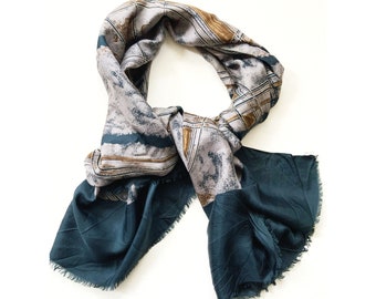 Vintage Pierre Cardin scarf - silk scarf - long scarf - abstract print scarf - 90s - preppy - autumn wardrobe