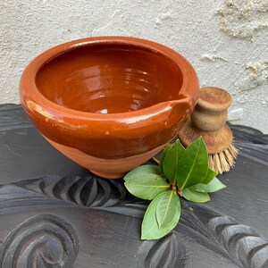 Vintage clay bowl with spout - decorative bowl - rustic bowl - farmhouse decor - pottery bowl -  rustic kitchen - cottagecore