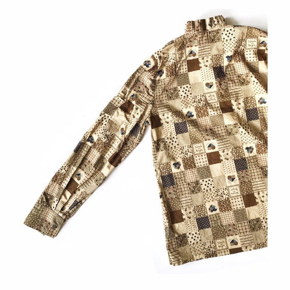 Vintage patchwork blouse - button down blouse - b… - image 2