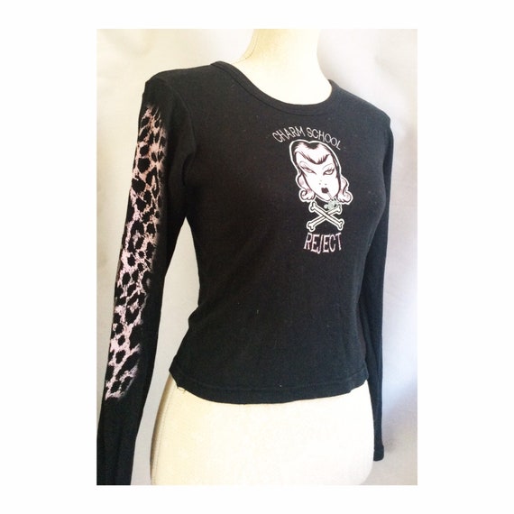 Charm school reject t shirt - leopard print top -… - image 5