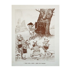 Small vintage print - fairy print - cottagecore decor - gnome print - fantasy art - teacher print - end of year gift - present for teacher