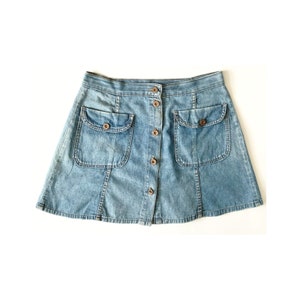 Vintage jean skirt - blue denim skirt - 90s - short skirt - button down skirt - skater skirt - blue Jean skirt