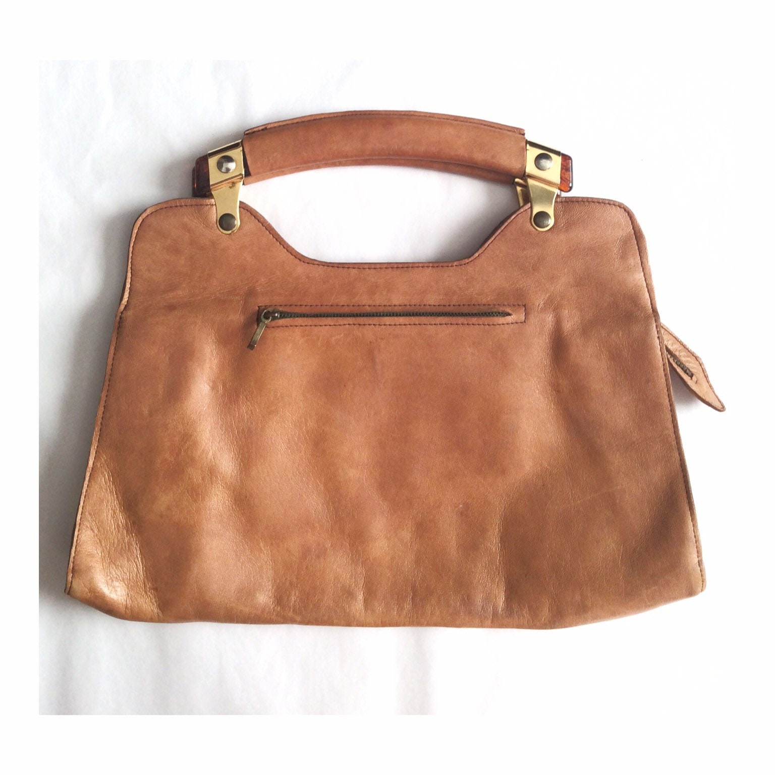 Vintage leather bag 70s handbag brown leather bag | Etsy