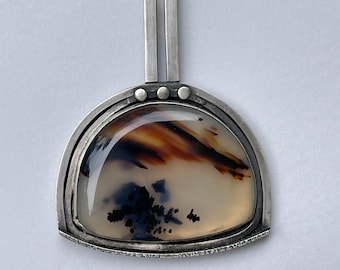Montana Agate and Sterling Silver Pendant