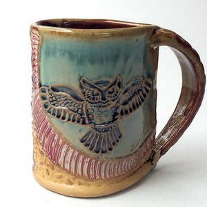 Owl Pottery Ceramic Mug Handmade Artisan Coffee & Tea Cup – Perfect Gift for Nature and Bird Lovers