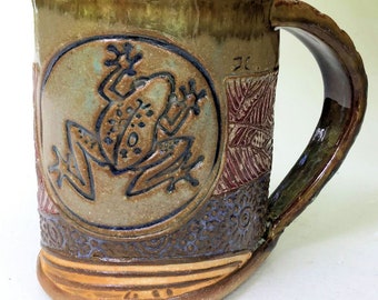 Handmade Frog Pottery Mug: Artisan Ceramic Coffee Cup