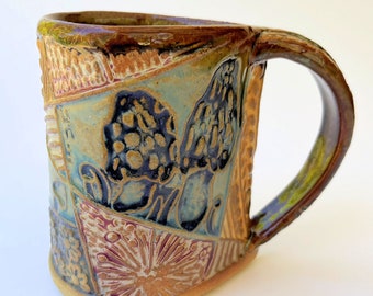 Morel Mushroom Pottery Mug: Handmade Stoneware Coffee Cup