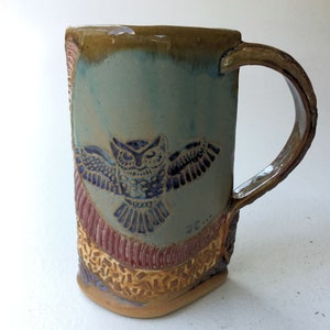 Caneca de cerâmica de coruja, xícara de café e chá artesanal feita à mão – presente perfeito para amantes da natureza e dos pássaros