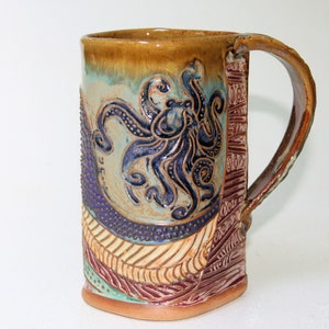 Octopus Mug Hand-built Stoneware 16 oz