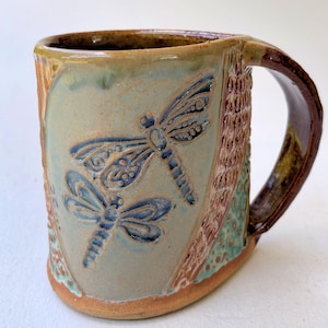 Dragonfly Pottery Ceramic Mug  Handmade Artisan Coffee & Tea Cup – Perfect Gift for Nature and Insect Lovers