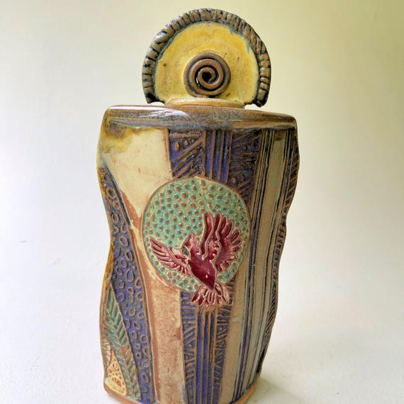ロビン陶器の蓋付き容器 - 手作り陶芸作品 - Etsy 日本