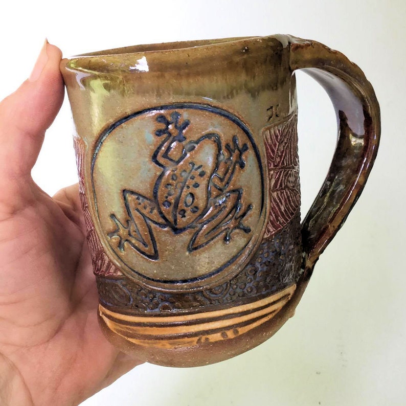 Handmade Frog Pottery Mug: Artisan Ceramic Coffee Cup - Etsy