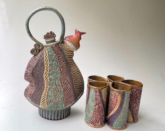 Handmade Artistic Teapot Unique Ceramic Pottery Tea Set