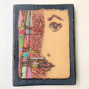 Handmade Ceramic Pottery Wall Art Abstract Portrait
