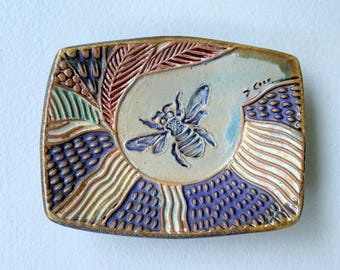 Handmade Honey Bee Tray: Soap Dish, Spoon Rest, Jewelry Holder