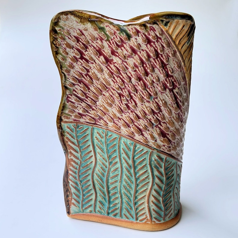 Sun Design Pottery Flower Vase Hand Made image 4