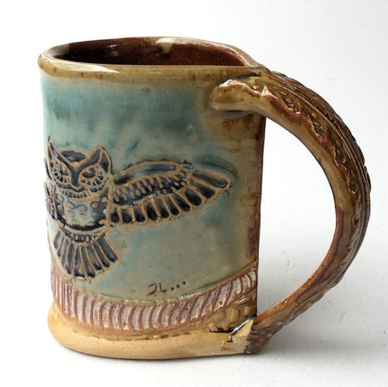 Owl Mug Pottery Hand Made Microwave and Dishwasher Safe Etsy