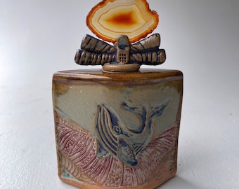 Wal Keramik Gefäß mit Achat Deckel
