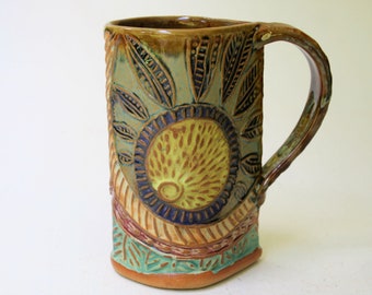 Sun Design Pottery Coffee Mug 16 oz Microwave and Dishwasher Safe