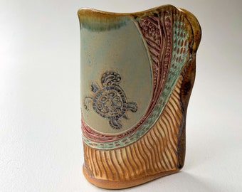 Meeresschildkröte Keramik Blumenvase handgefertigt