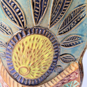 Sun Design Pottery Flower Vase Hand Made image 3