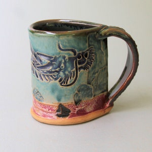 Dragon Pottery Ceramic Mug Handmade Artisan Coffee & Tea Cup – Perfect Gift for Nature and Dragon Lovers