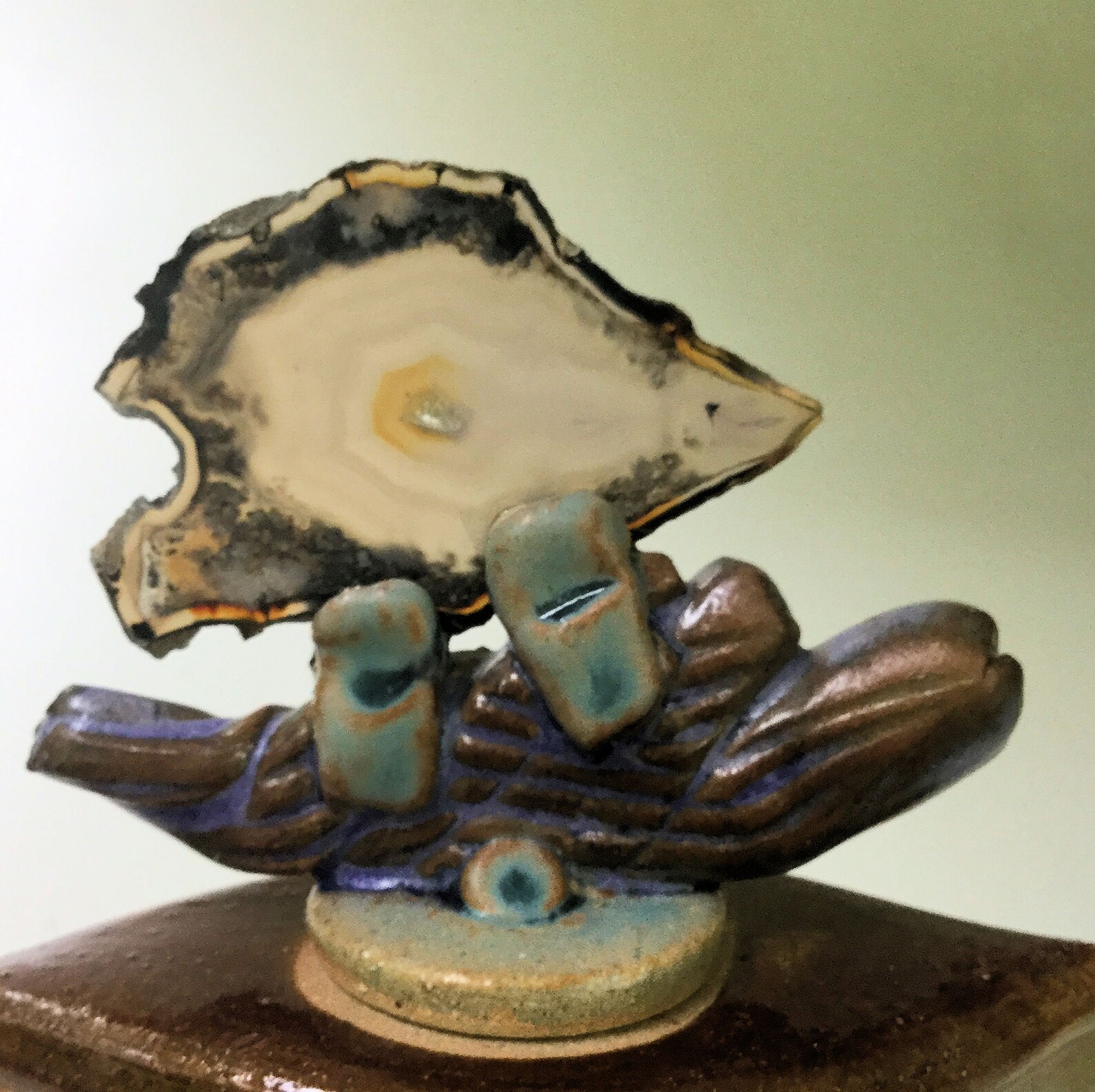 Sea Turtle Vase Vessel Pottery Handmade With Agate Lide Etsy