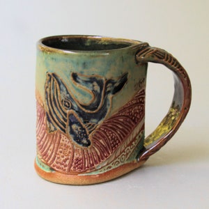 Whale Pottery Mug Coffee Cup Handmade Stoneware Tableware Microwave and Dishwasher Safe