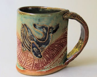 Handgemachte Wal Keramik Tasse: Artisan Steinzeug Kaffeetasse