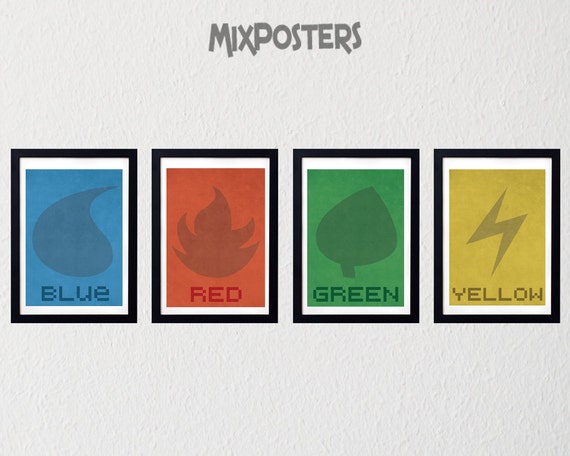 Pokemon Energy Symbols Minimalist Print Retro Game Poster Etsy