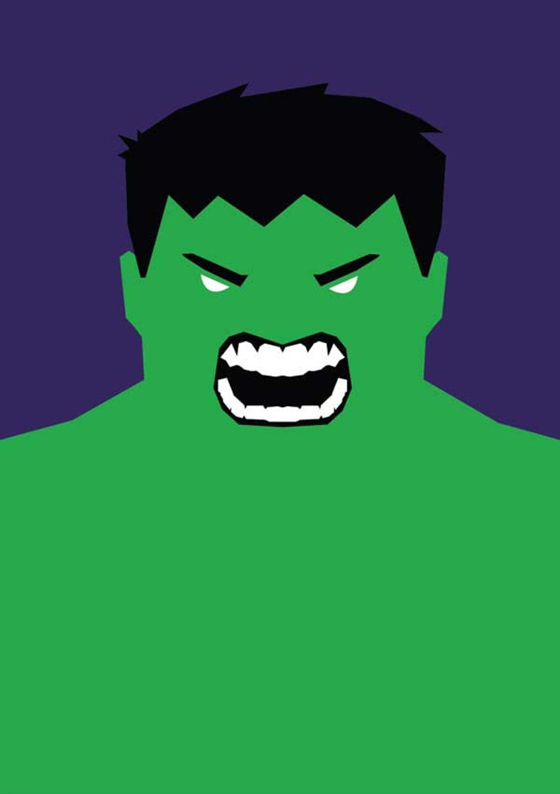 Hulk Poster Minimalist Print Superhero Poster Wall Art Art Etsy