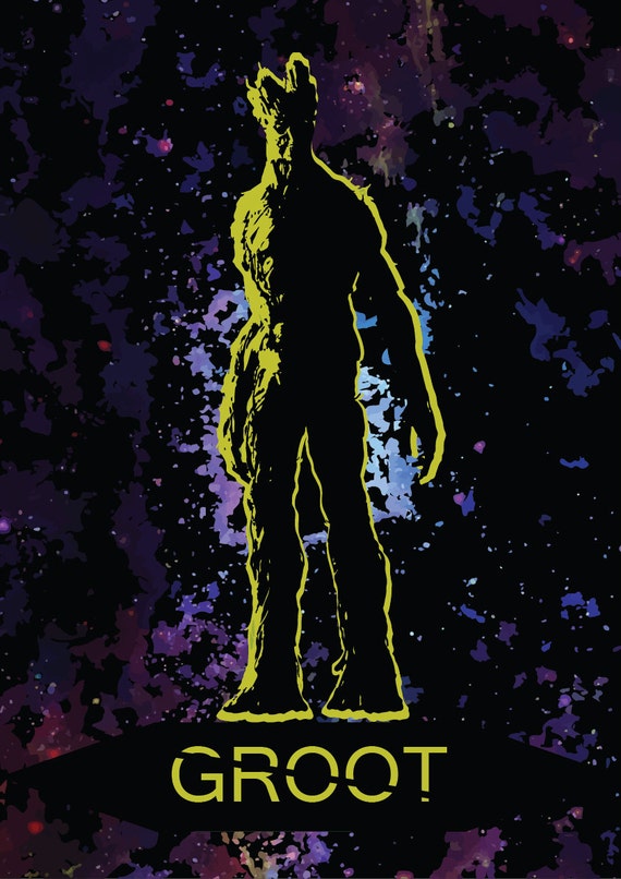 GUARDIANS of the GALAXY inspired GROOT Poster Wall Art Print selectable size GUARDIANS of the GALAXY inspired GROOT Poster Wall Art Print selectable size