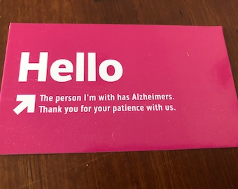 Alzheimer's Introduction Cards – Patience Request for Caregivers (PDF Download)
