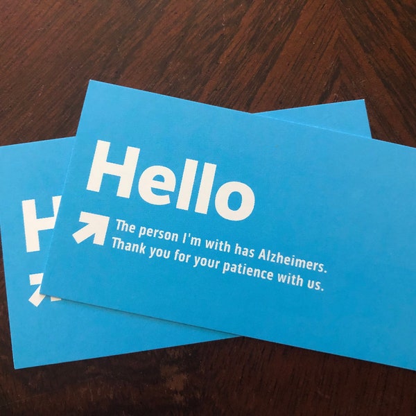 10 Alzheimer's Hello Cards - Introduction cards for people with Alzheimer's disease