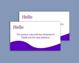 Alzheimer's Communication Cards – Caregiver Aid for Public Interaction (Digital Download)