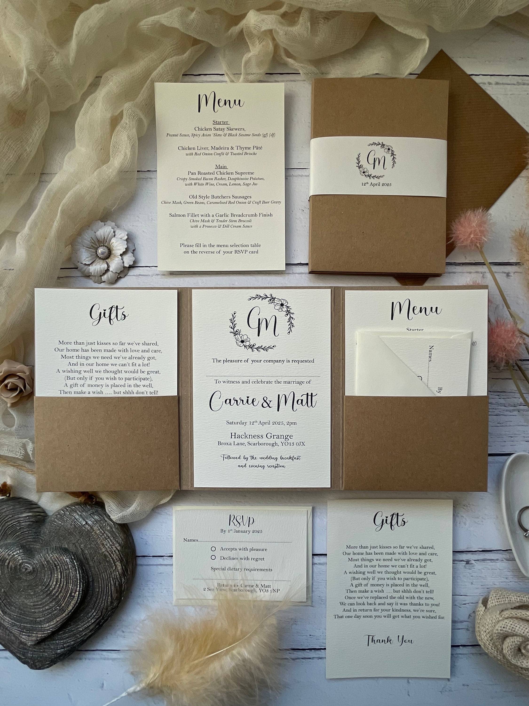 Rustic Wedding Invitation Set. Full Suite With Double Pocket Etsy