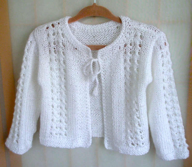 White cardigan,Christening sweater,Flower Girl, Baby Girl White Cardigan,Lace Sweater,Wedding image 1