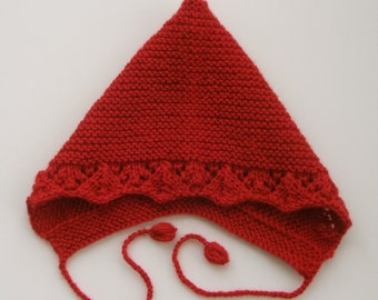 Red Pixie Hat,White Pixie Bonnet,Christmas Pixie Hat,Toddler Bonnet,Baby Bonnet, newborn baby photo shoot