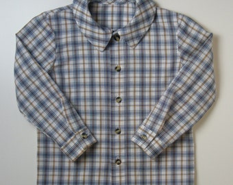 Baby Boy Shirt,Handmade,plaid shirt,Hipster Boy,100% Lightweight Cotton.